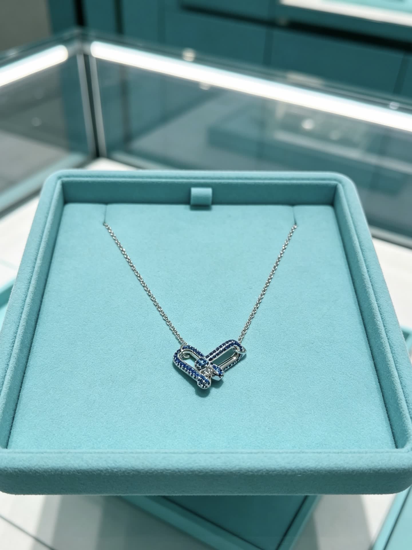 Tiffany & Co. Blue Diamond Heart Tag Necklace